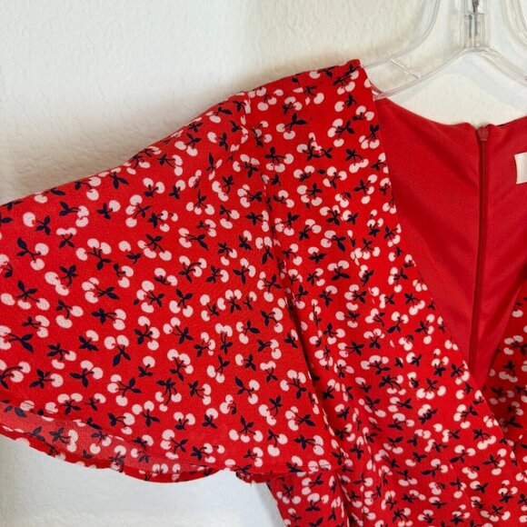 Eliza J Red Dress V-Neck Flutter Sleeve Fit and Flare 8 - Picture 4 of 10